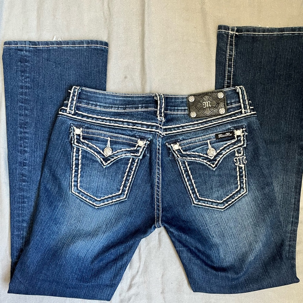 Miss Me Jeans - Size 30 with 32” Inseam Low Rise Whip Stitch